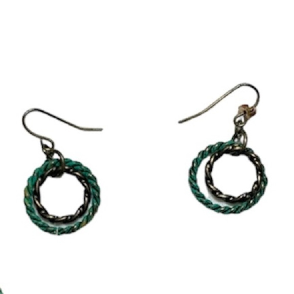 🎒BTS SALE📚 Patina Green Boho Layered Wrap Circle Charm Necklace & Earrings, [2 p - Picture 4 of 7